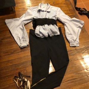 TAILORED TAPERED Blk trouser Gold zip ankle